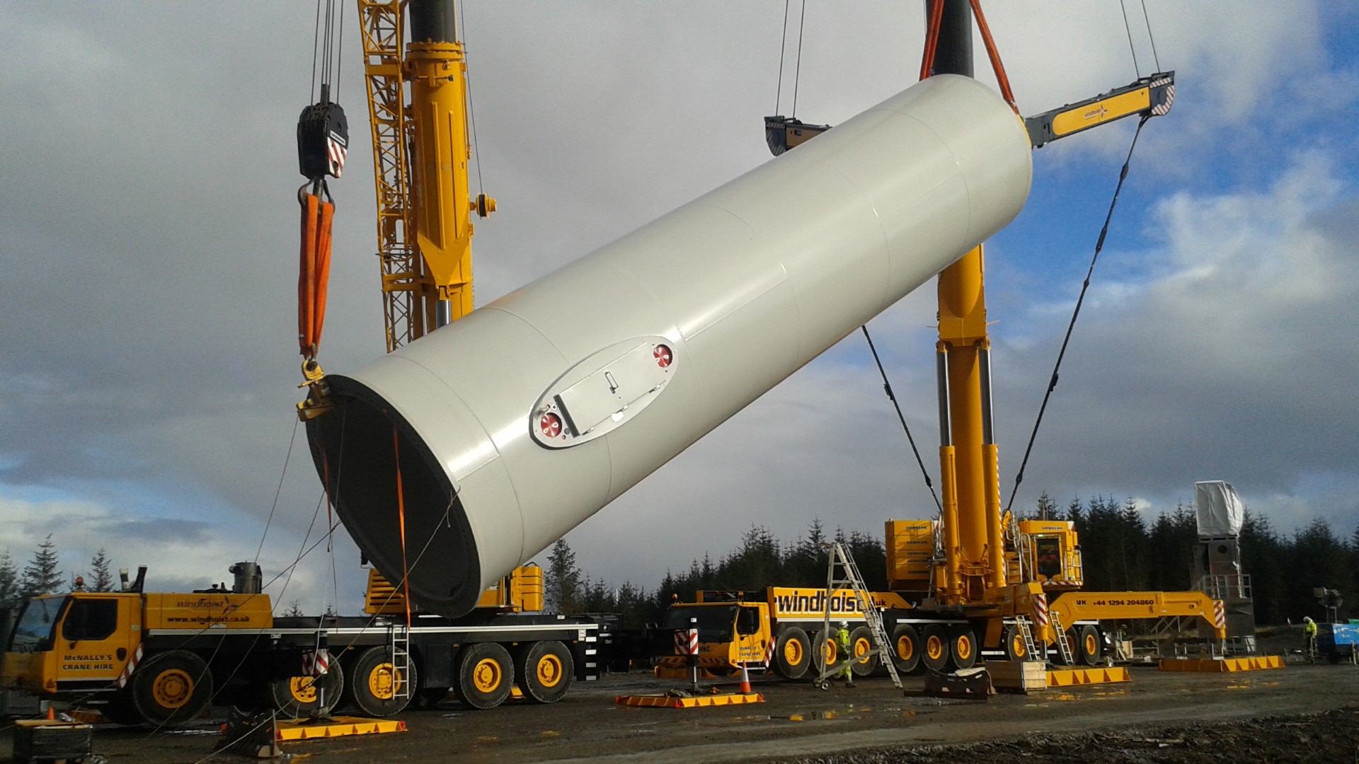 Pen y Cymoedd Wind Farm turbine component being lifted into place