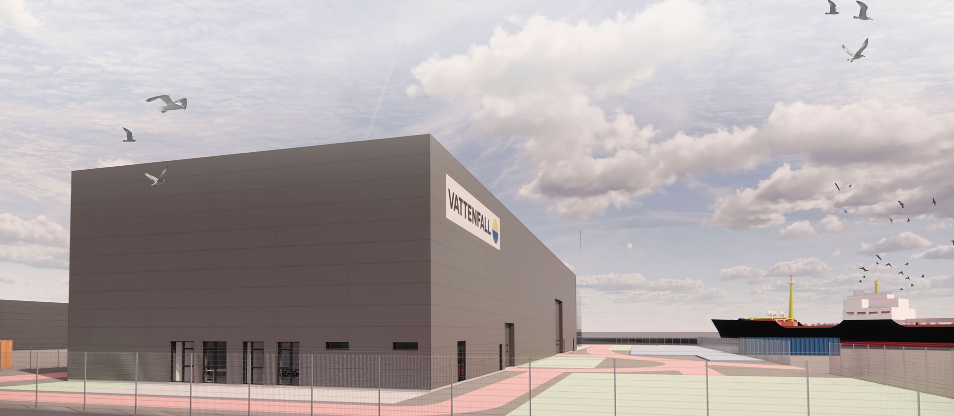 Warehouse for wind turbines at the Danish Port of Esbjerg