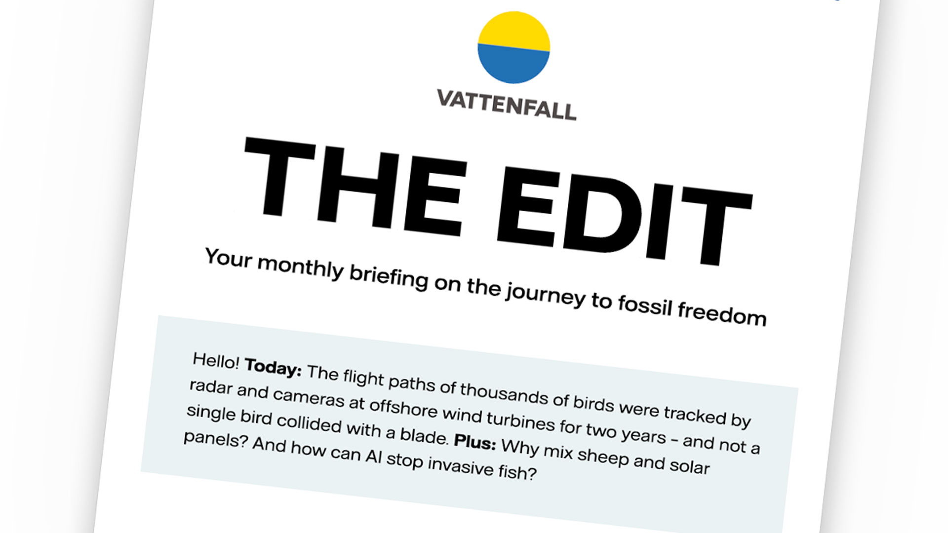 THE EDIT, Vattenfalls nya månatliga nyhetsbrev