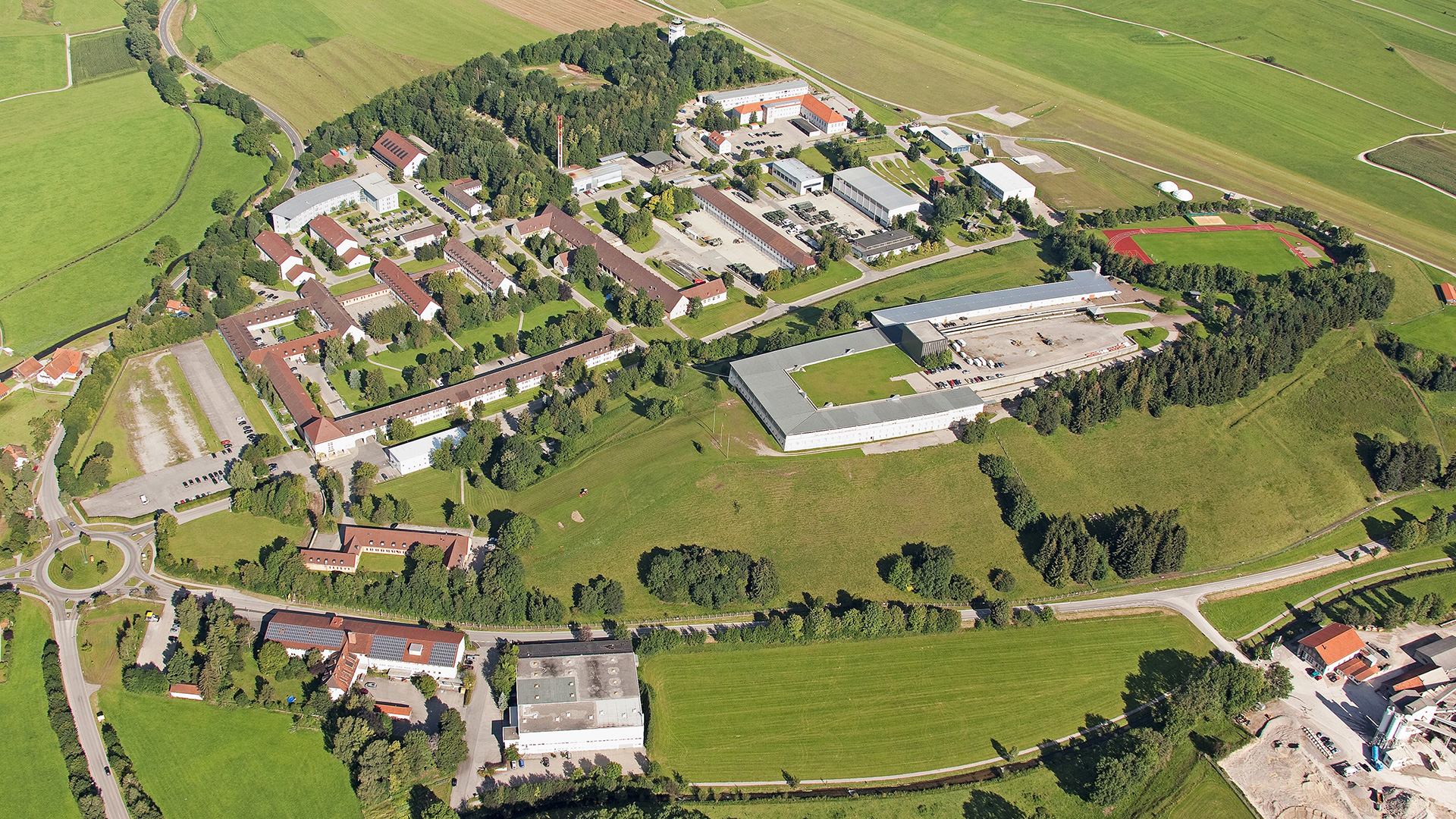 Sky view of Franz-Josef-Strauß barracks in Altenstadt, Germany