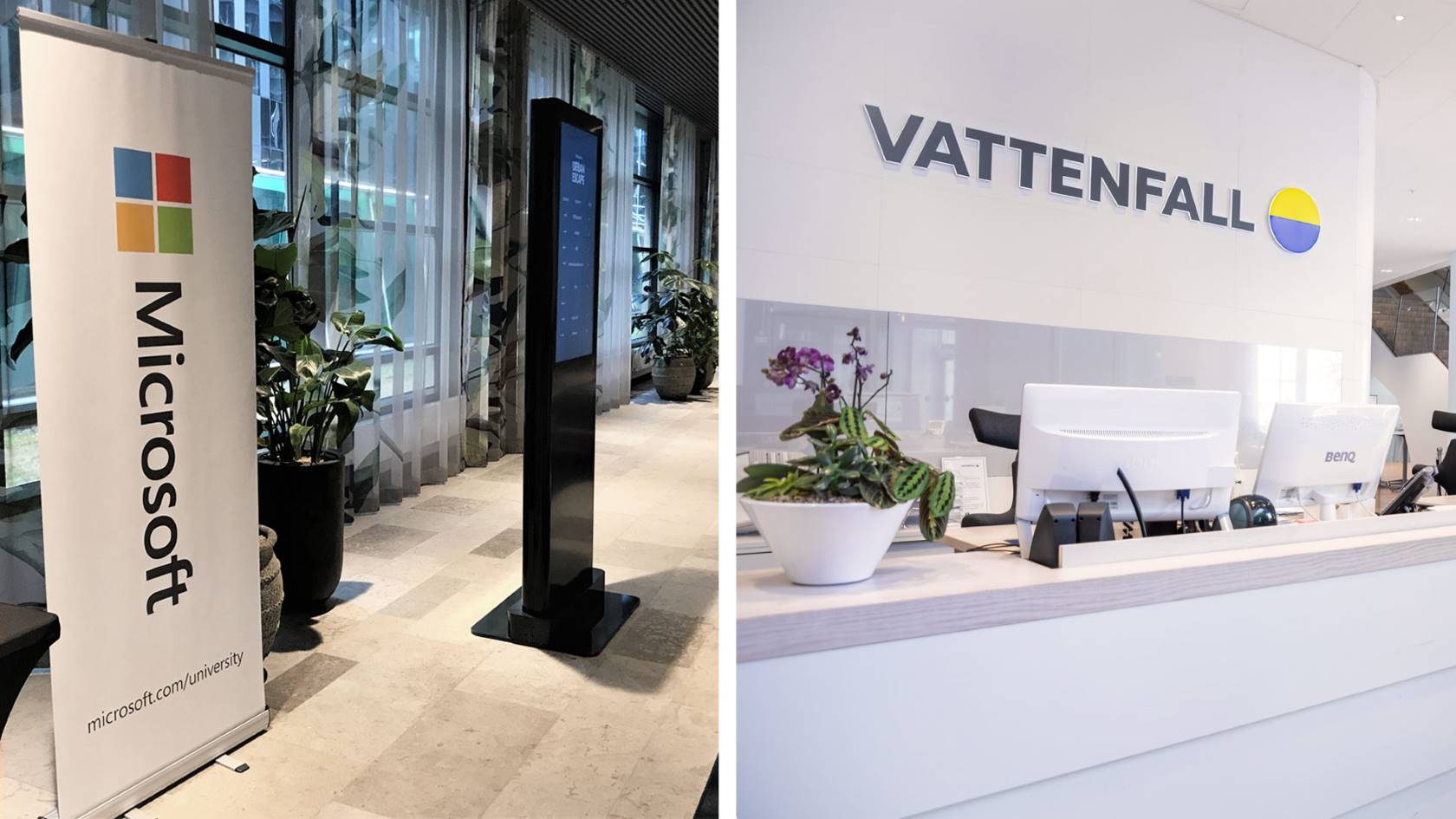 Billeder fra Microsofts Stockholm-kontor og Vattenfalls reception i Solna-hovedkvarteret