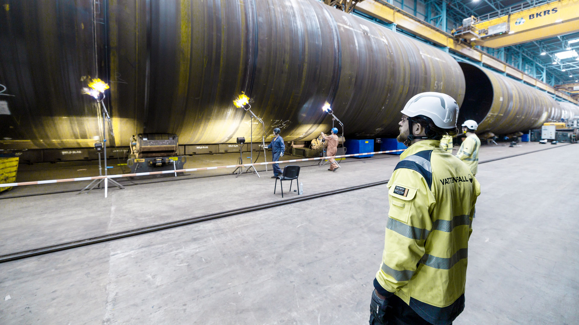 Wind turbine pylon under construction