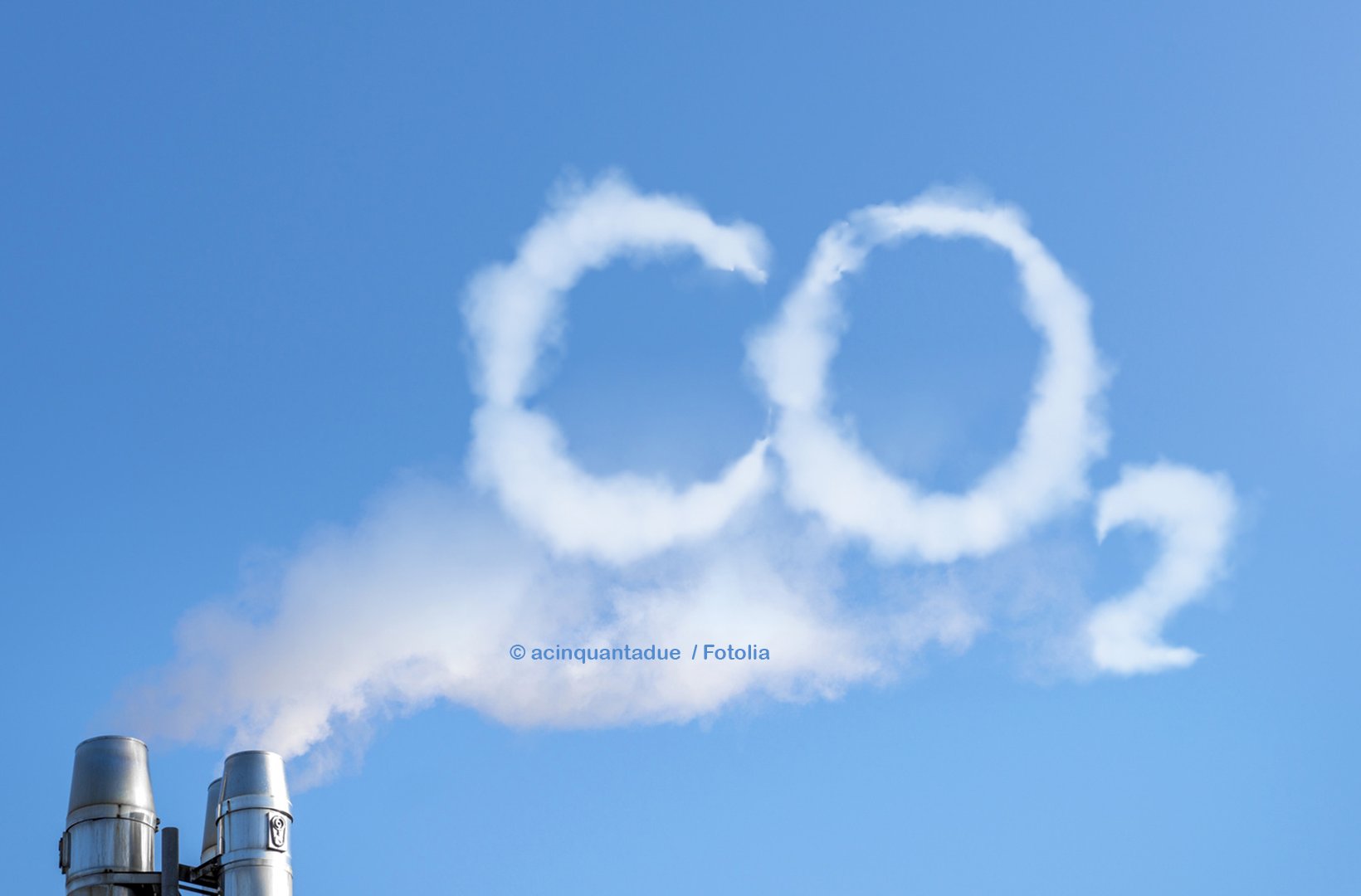 Buchstaben CO2 mit Wolken gestaltet