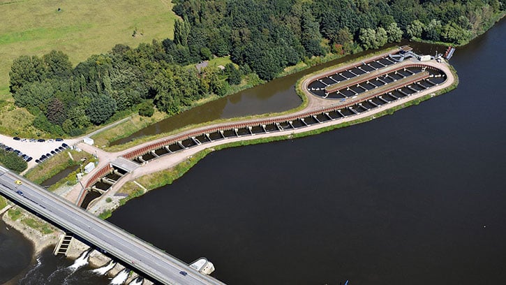 Fischaufstiegsanlage in Geesthacht Luftaufnahme