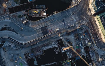 Luftaufnahme der Baustelle Slussen