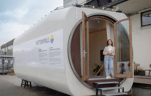 "Tiny House", ein winziges Haus, das aus der Gondel einer Windkraftanlage gebaut wurde. Foto: Vattenfall/Jorrit Lousberg