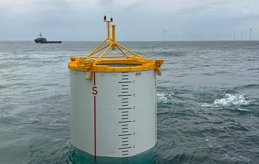 An offshore monopile. An offshore monopile.