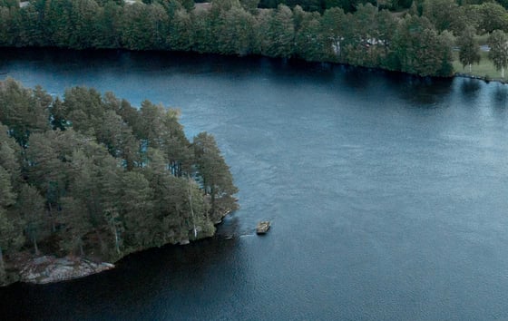 Luftaufnahme des Fluss Alvkarleby