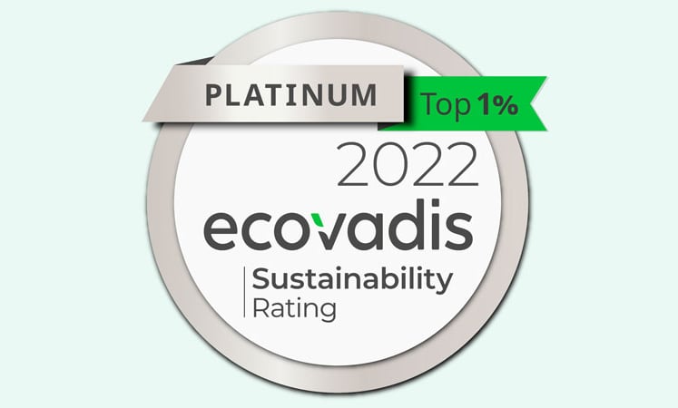 Platin - die höchste Auszeichnung für Nachhaltigkeit von EcoVadis 2022