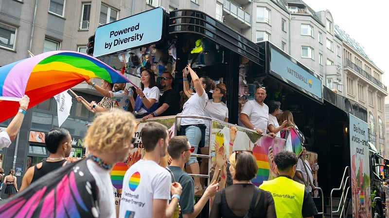 Gruppe von Vattenfall-Mitarbeiter beim CSD 2023