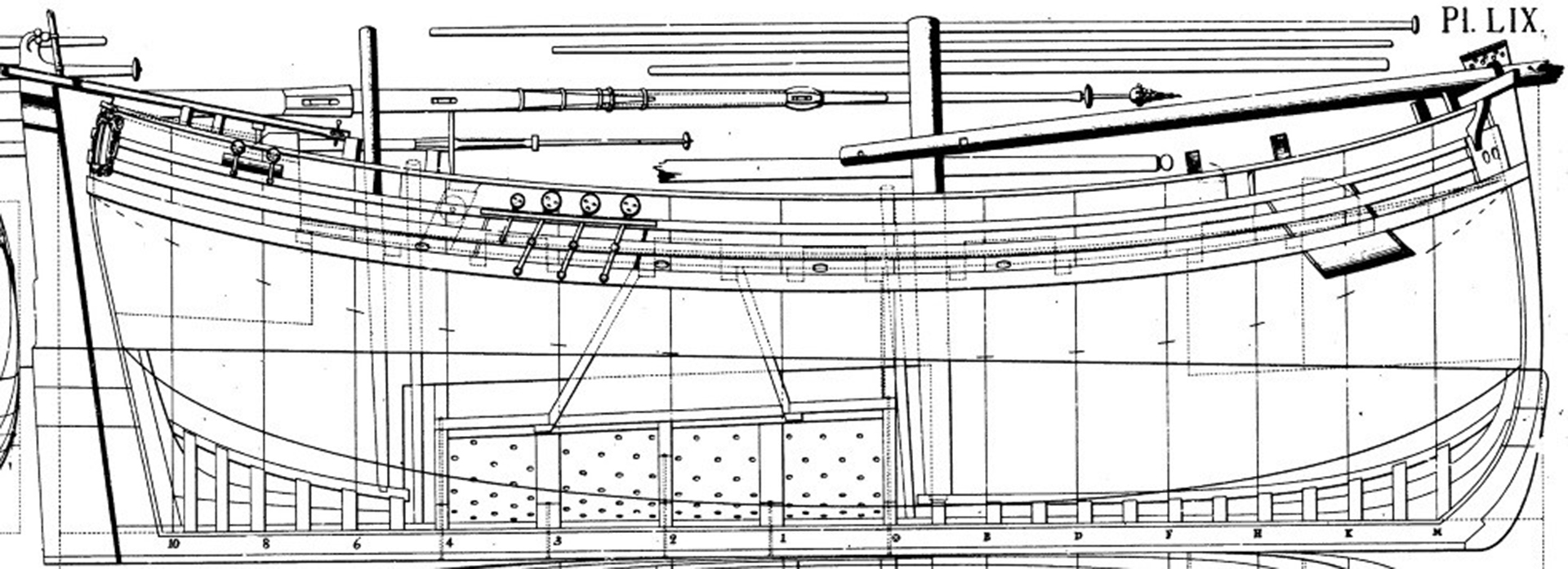 Technische Zeichnung zum Schiff