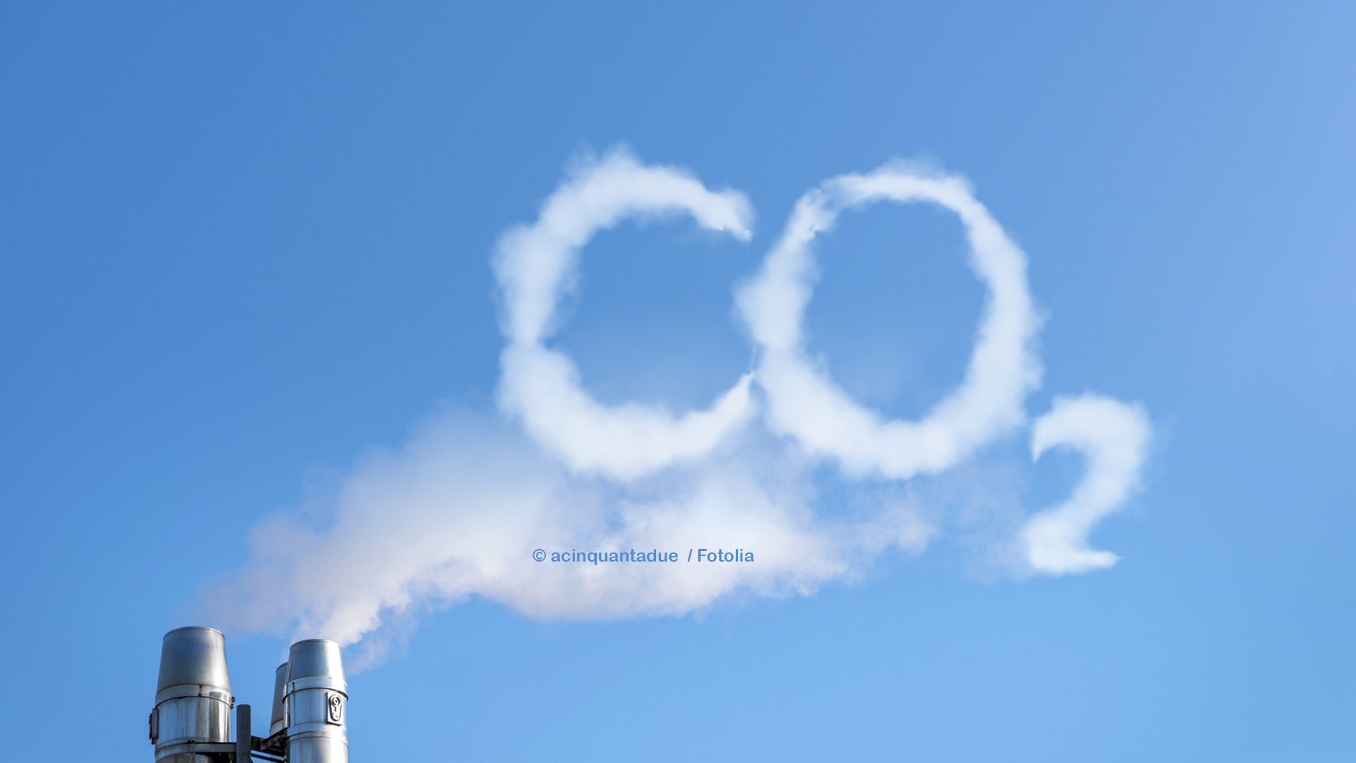 Buchstaben CO2 mit Wolken gestaltet