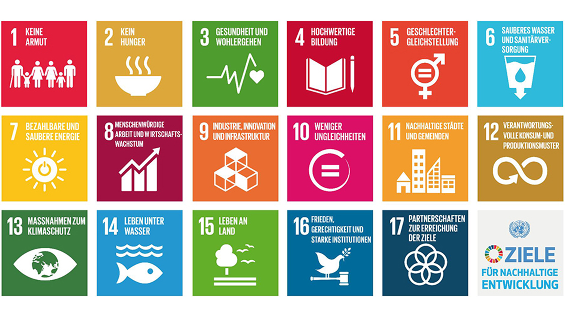 Die 17 Sustainable Development Goals der Agenda 2030