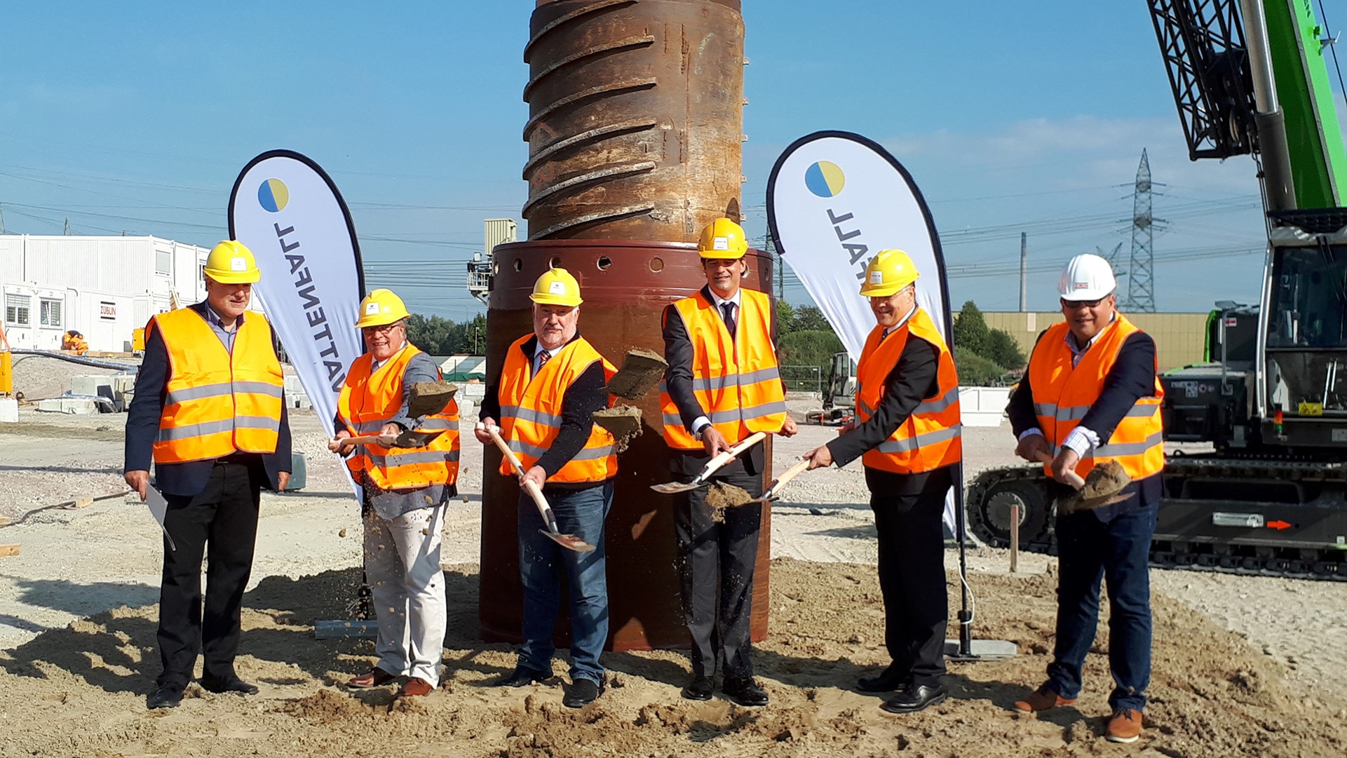 Erster Spatenstich für das Lager für schwach- und mittelradioaktive Abfälle am Kernkraftwerk Brunsbüttel am 6.9.2018, V. l.: 