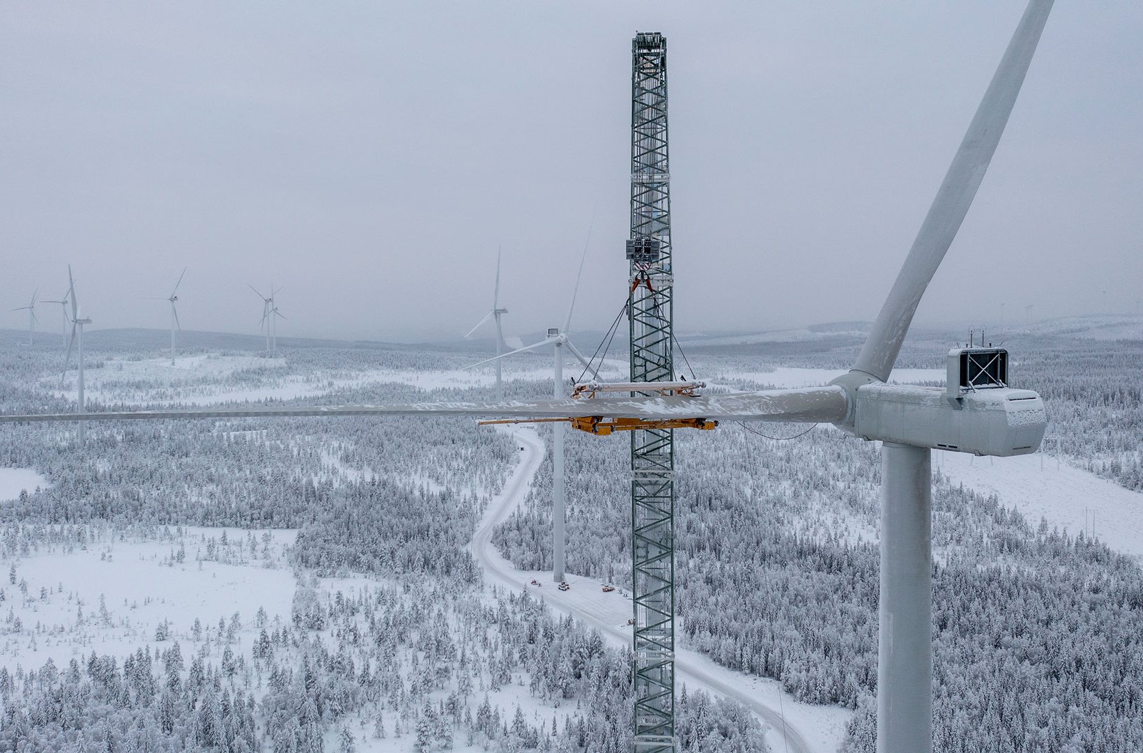 Blakliden Fäbodberget vindmøllepark i det nordlige Sverige