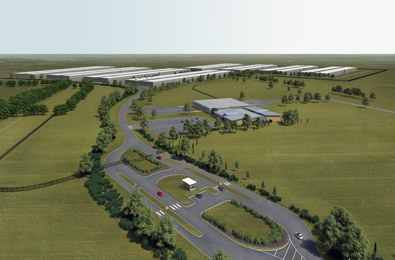 Arkitekttegning af Apples datacenter i Danmark. Illustration: Apple