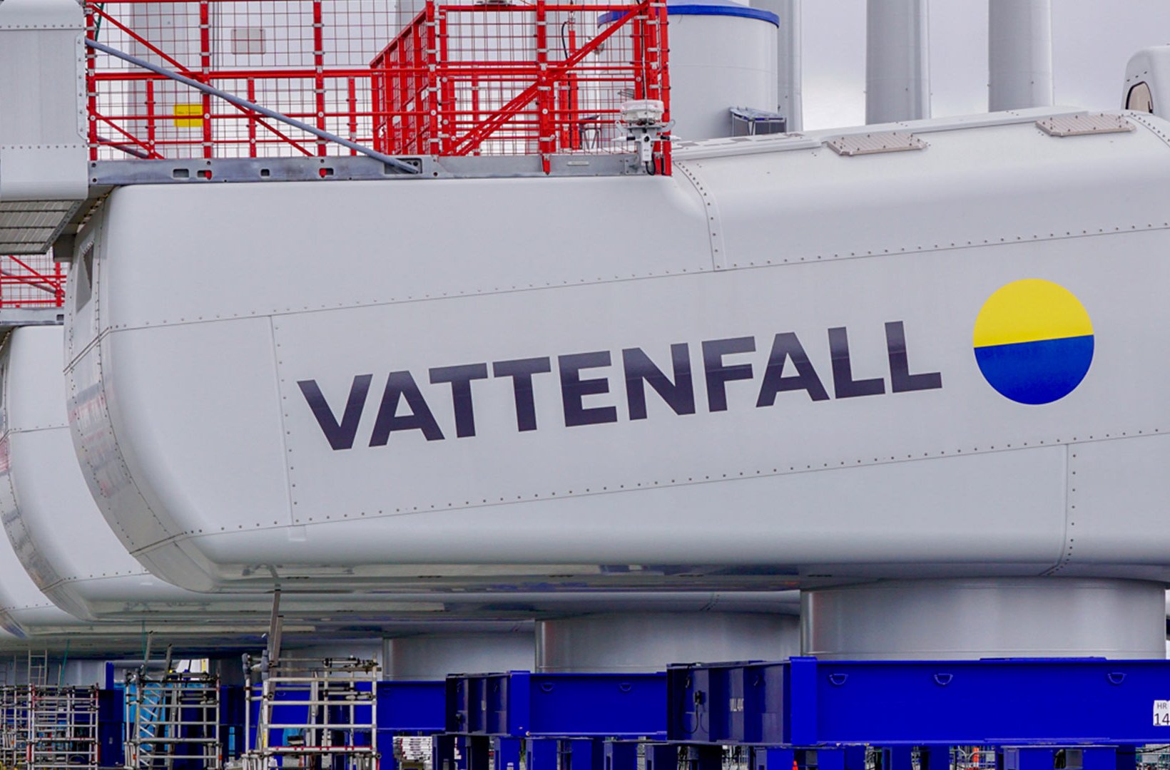Møllehus med Vattenfalls logo. Foto: Poul Steen Nordhagen