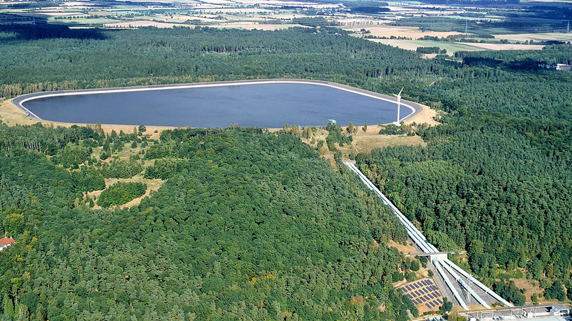 Luftfoto af pumpelagringsanlægget Geesthacht