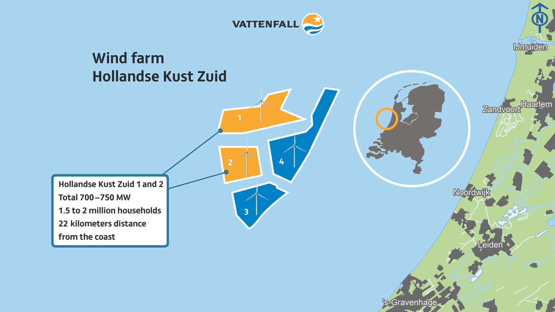 Kort som viser Hollandse Kust Zuid