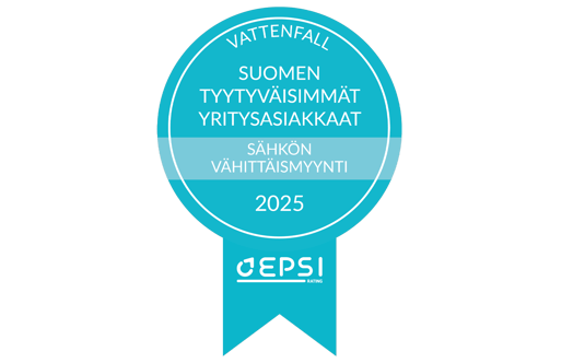 Suomen tyytyväisimpien yritysasiakkaiden symboli EPSI-luokituksessa 2025. Suomen tyytyväisimpien yritysasiakkaiden symboli EPSI-luokituksessa 2025.