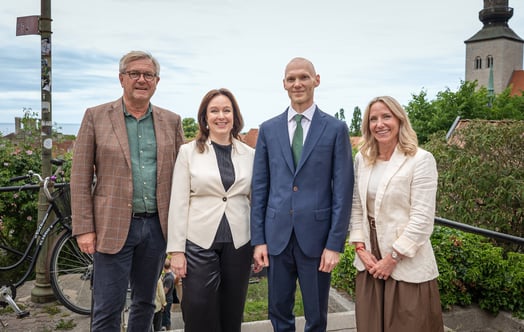 Tom Erixon, Industrikraftin puheenjohtaja, Anna Borg, Vattenfallin toimitusjohtaja, Niklas Wykman, rahoitusmarkkinaministeri, ja Desirée Comstedt, Videberg Kraftin väliaikainen toimitusjohtaja.
