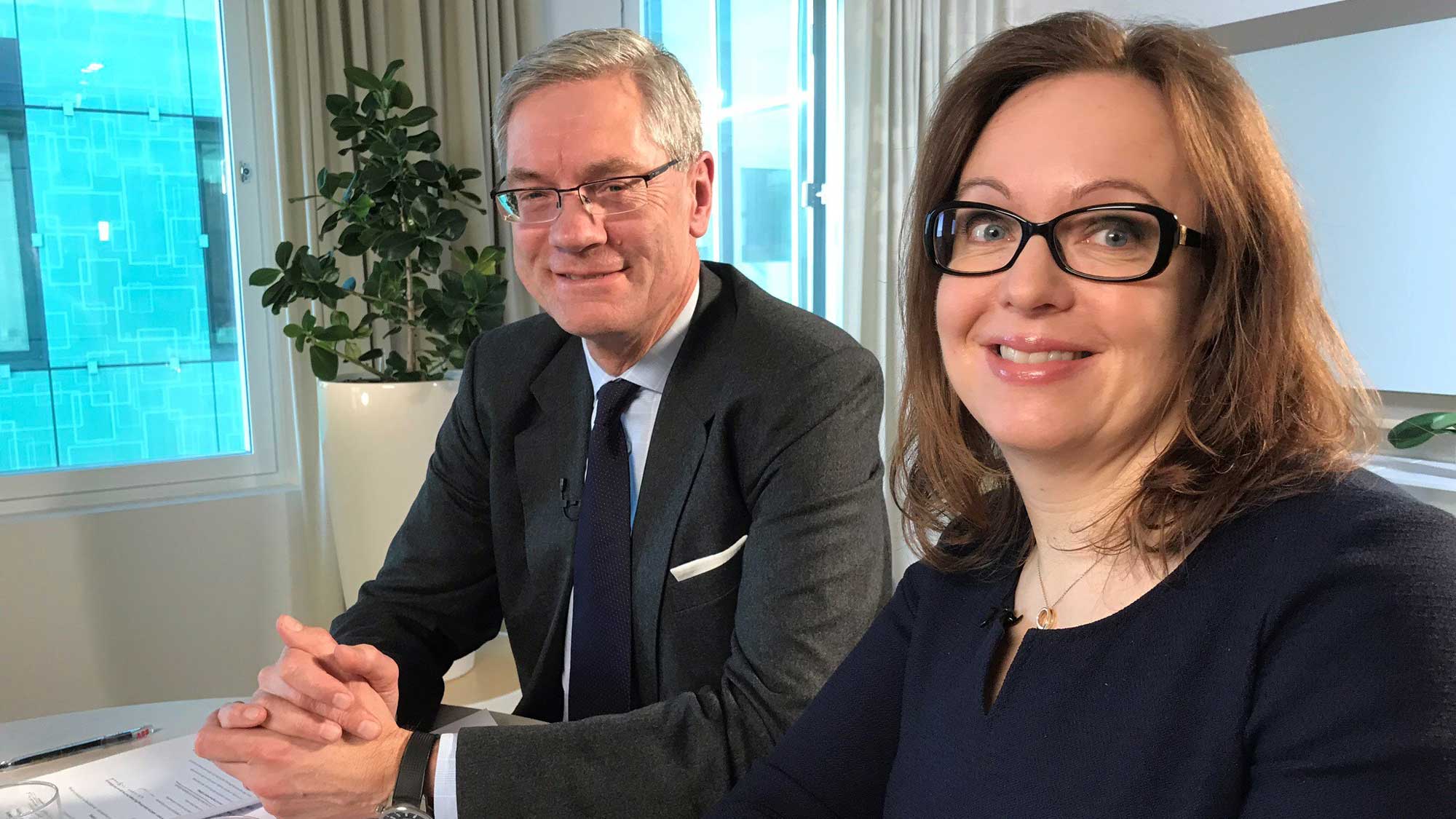 Vattenfallin konsernijohtaja Magnus Hall ja rahoitusjohtaja Anna Borg.