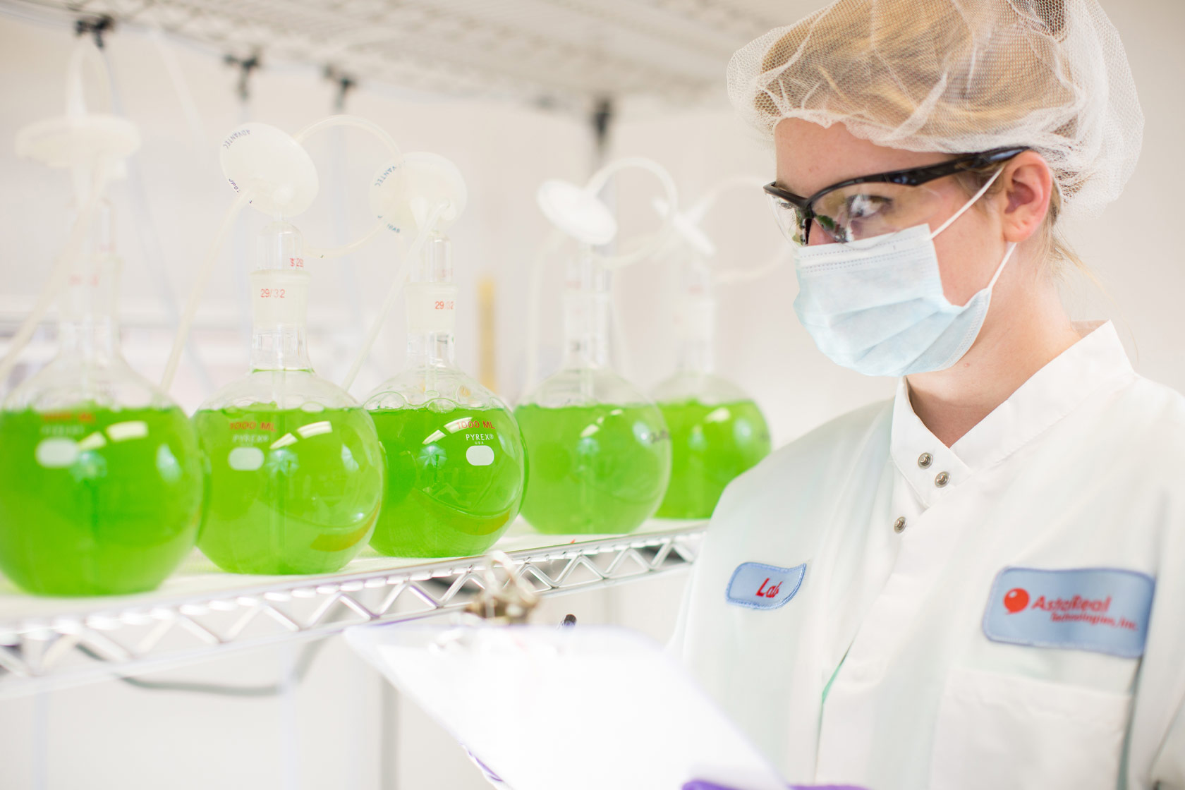 Woman in an algae laboratory