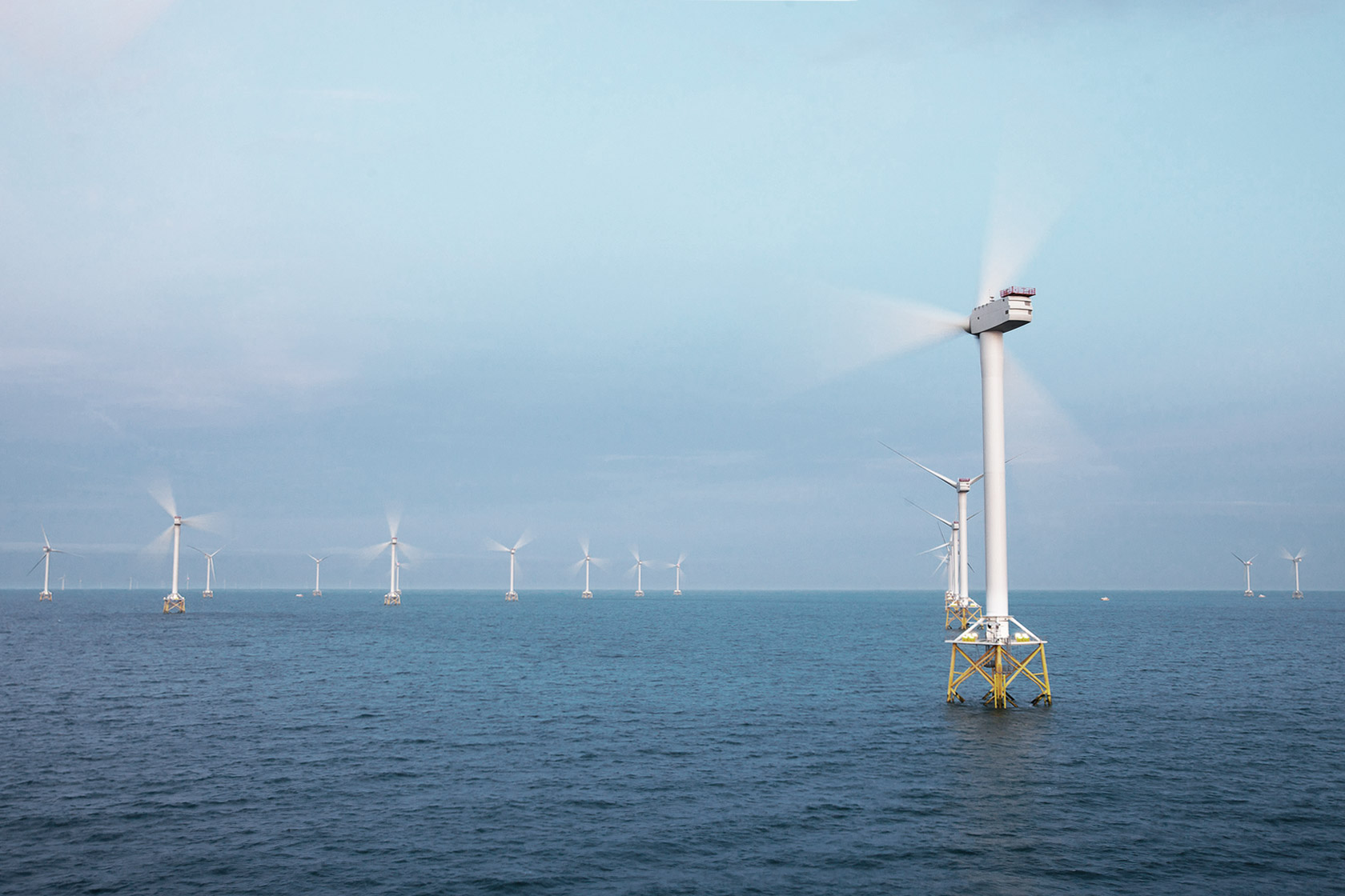 Vindkraftverk i den havsbaserade vindparken Ormonde i Storbritannien