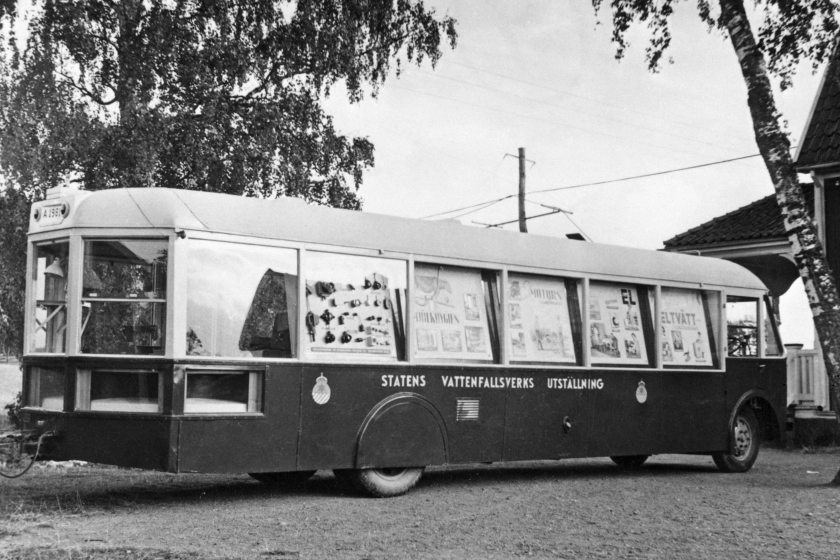 Historical photograph of an advertising bus