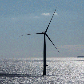 Wind turbine at the DanTysk offshore windfarm 