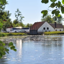 A tourist coach in Forsmark on a summer's day