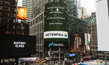 The Vattenfall green bond was listed on Nasdaq Stockholm, which advertised the bond on an electronic billboard in Times Square in New York on Friday 14 June 2019.