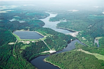 Luftbild vom PSW Wendefurth - Staubecken und Kraftwerk