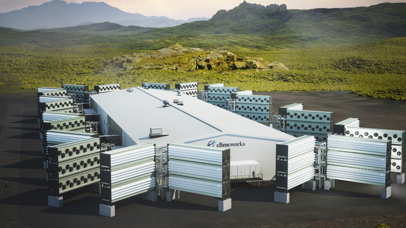 Visualisation of the direct air capture and storage plant Mammoth on Iceland. Copyright: Climeworks