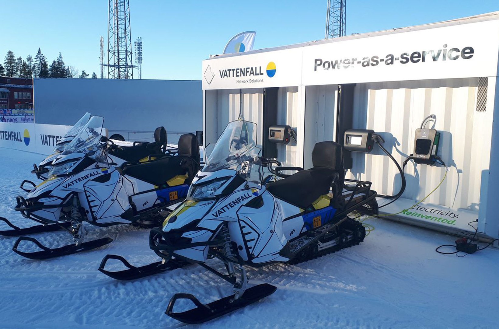 Vattenfalls battericontainer på plats under Ski Tour 2020