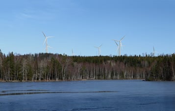 Fotomontage som visar hur vindkraftsparken Grönhult kan se ut från Alanäs
