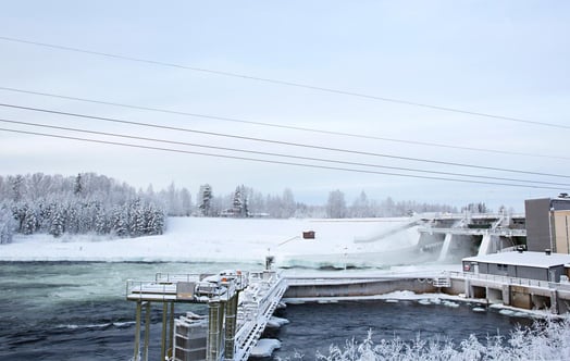 Bodens vattenkraftverk en vinterdag.