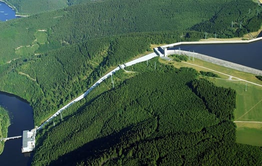 Pumpkraftverket Hohenwarte II ligger vid floden Saale i Thüringen. Det togs i drift 1966. Pumpkraftverket Hohenwarte II ligger vid floden Saale i Thüringen. Det togs i drift 1966.