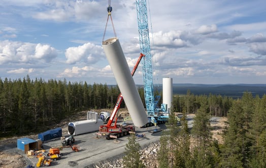 Bygge av vindkraftspark med cementfundament. Foto: Marcus Bäckström