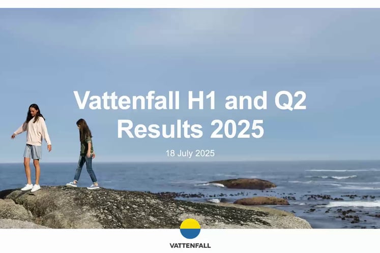 Startsidan på presentationen om Vattenfalls halvårsresultat 2025