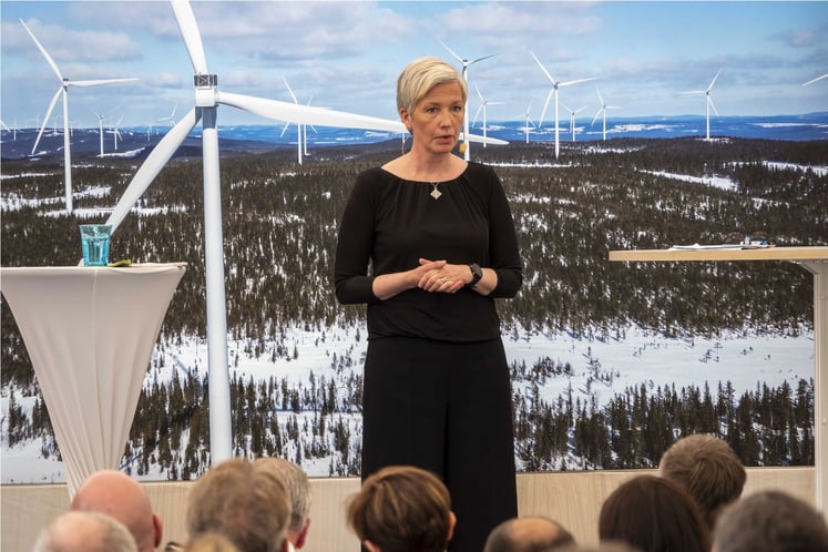 Sandra Grauers Nilsson, chef för landbaserad vindkraft, Vattenfall, på invigningen av Blakliden Fäbodberget