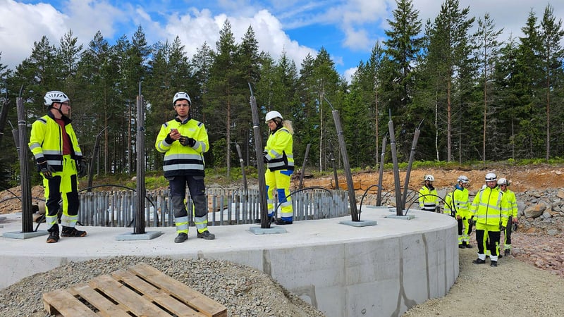 Bygge av fundament i Bruzaholms vindkraftspark