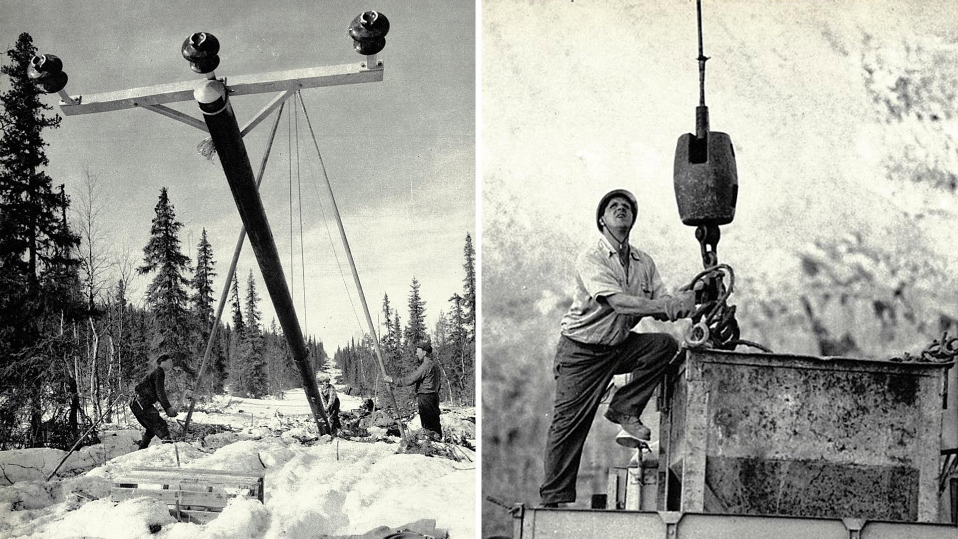 Black and white images of workers. Photo: Lennart Nilsson