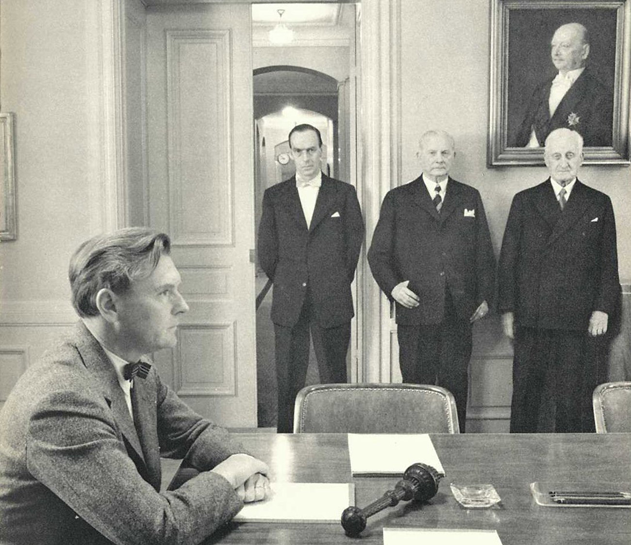 Fem generaldirektörer: Erik Grafström, Åke Ruck, Waldemar Borgqvist, Gösta Malm och F. Wilhelm Hansen. Foto: Lennart Nilsson