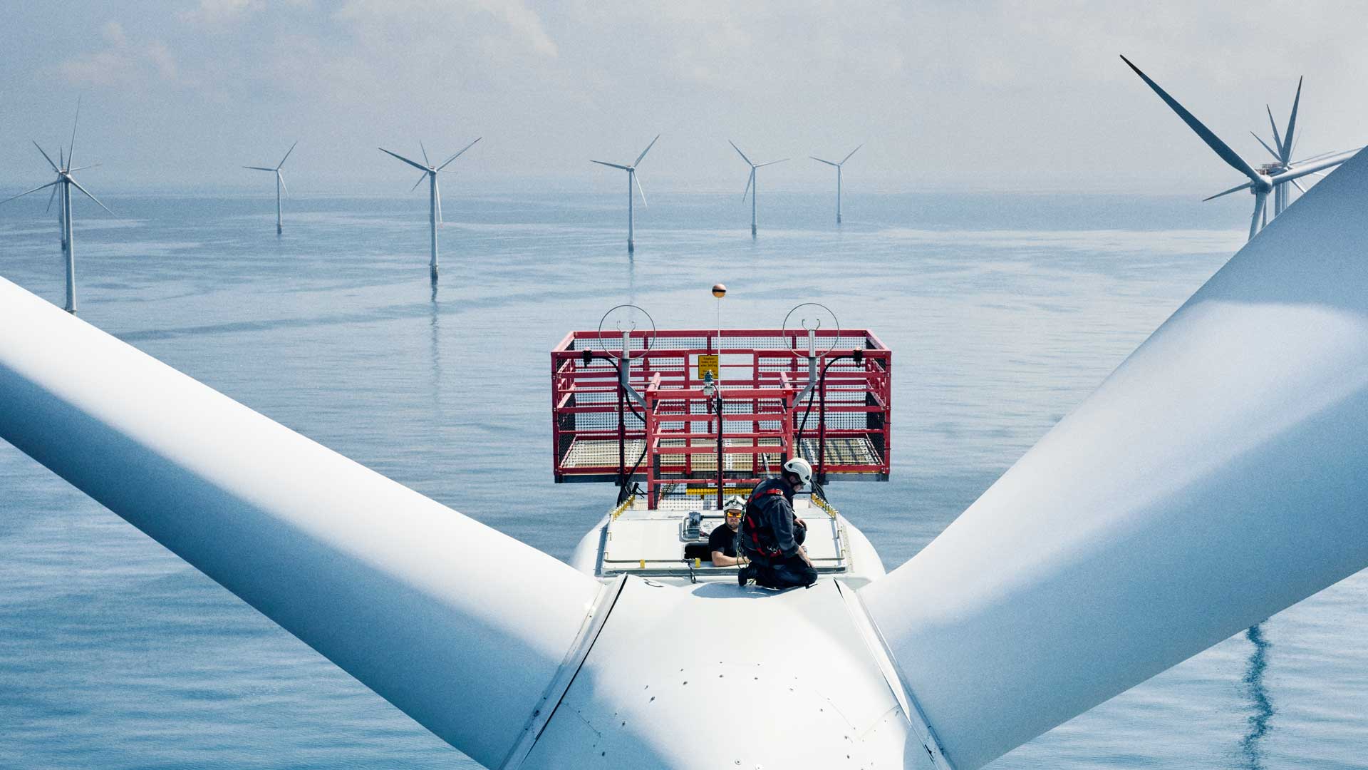 Den havsbaserade vindkraftsparken Horns Rev i Danmark