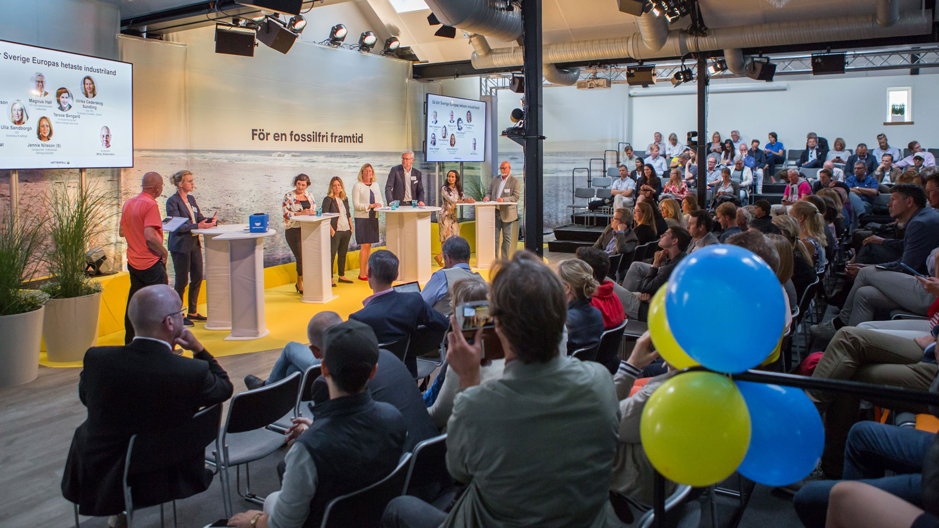 Medverkande och publik på ett av Vattenfalls seminarier i Almedalen