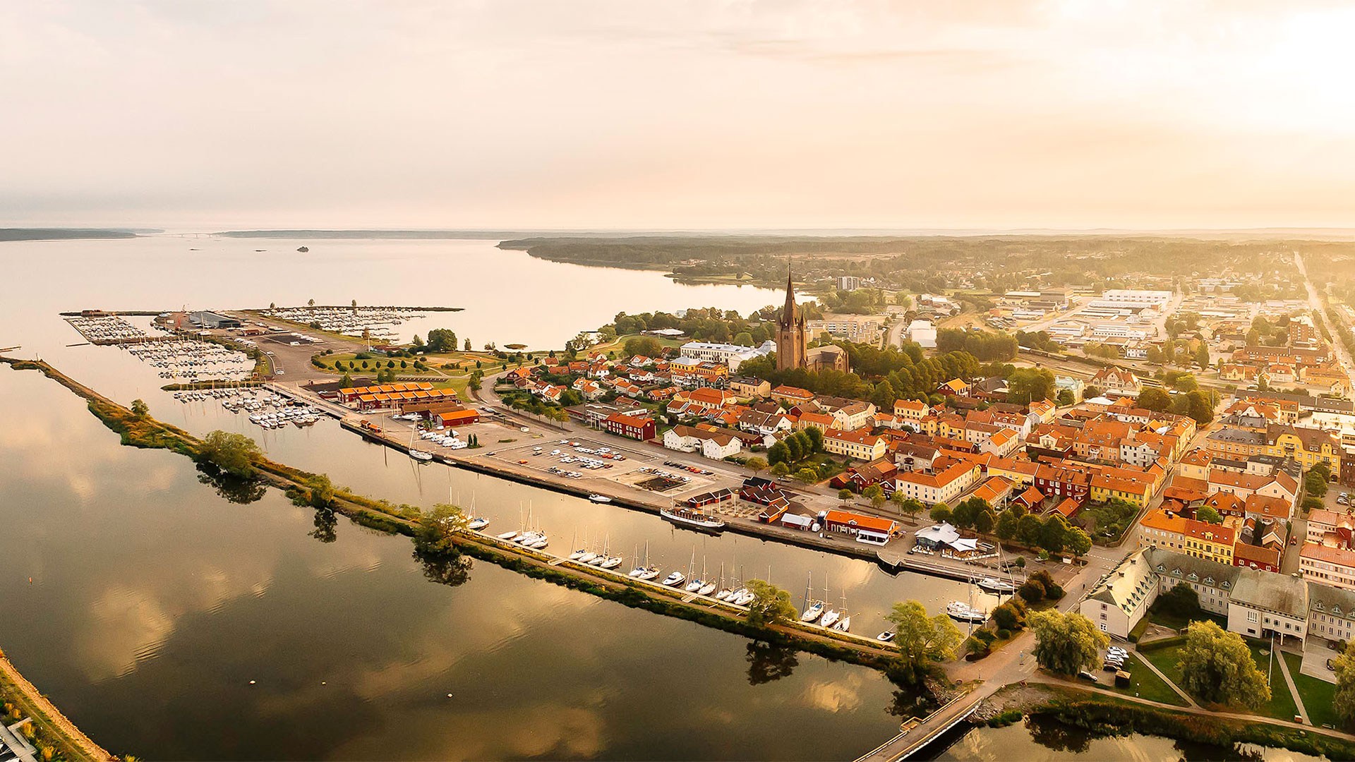 Flygbild över Mariestad. Foto: André Nordblom