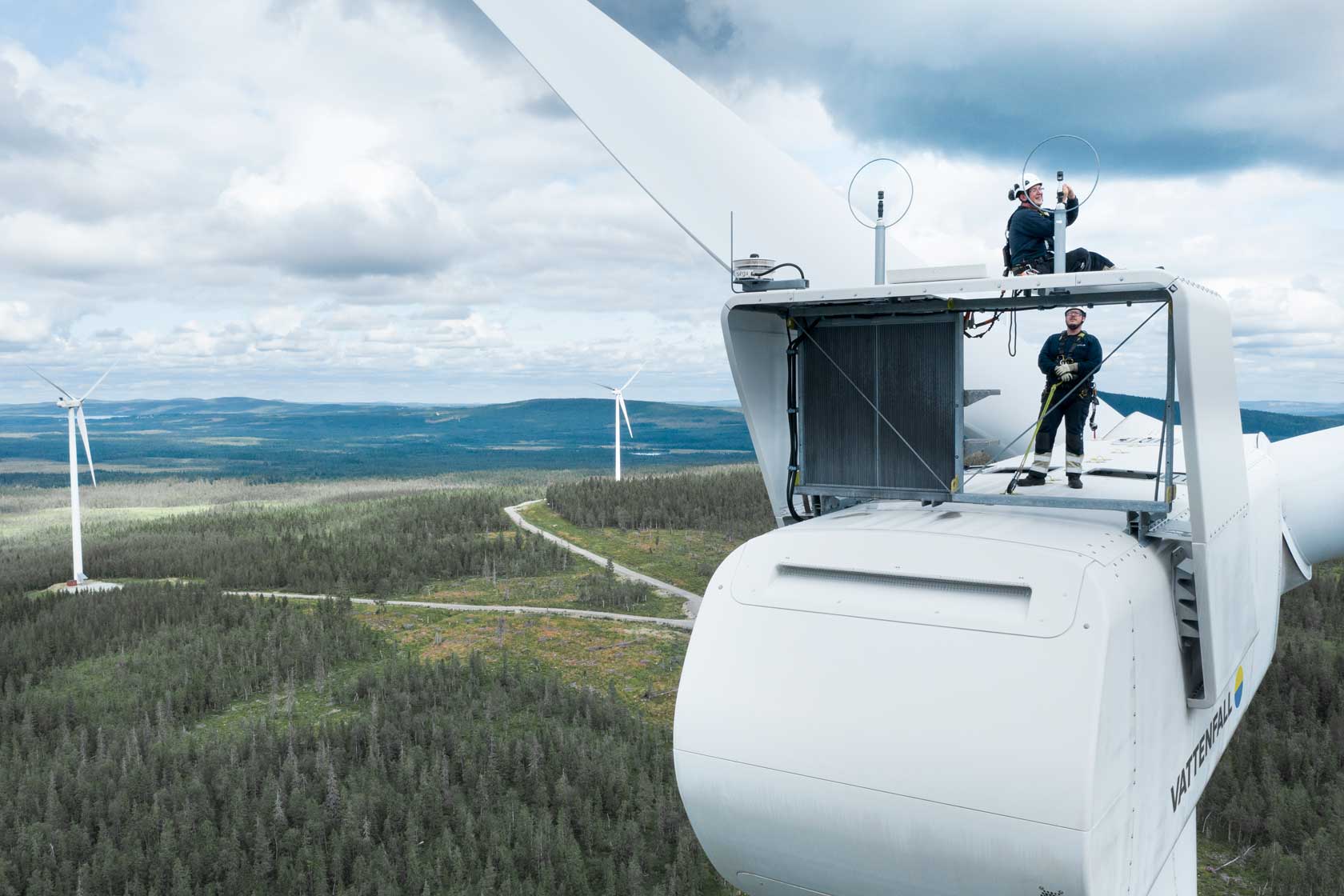 Wind employees at the Stor-Rotliden wind farm in Sweden