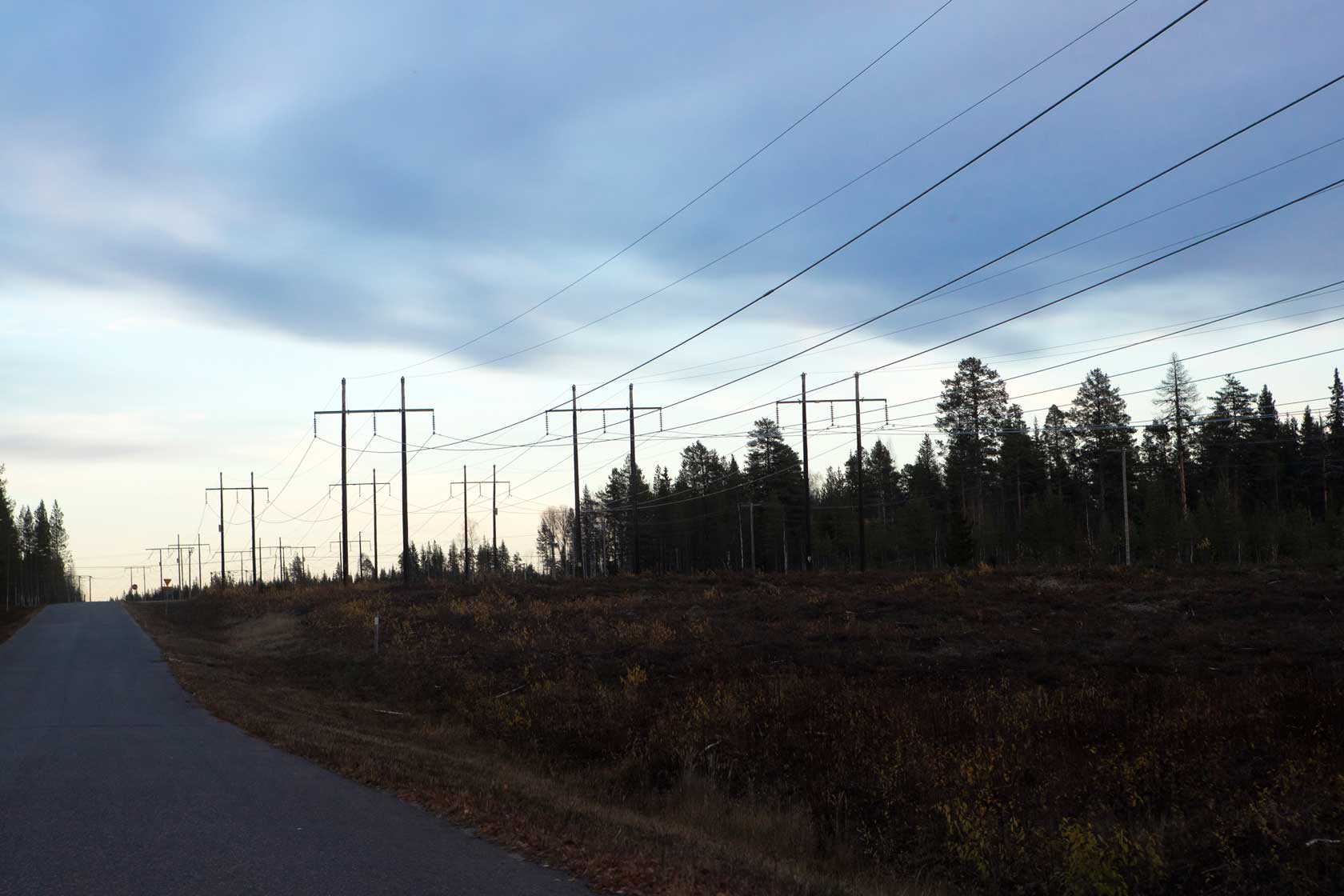 Power lines in northern Sweden