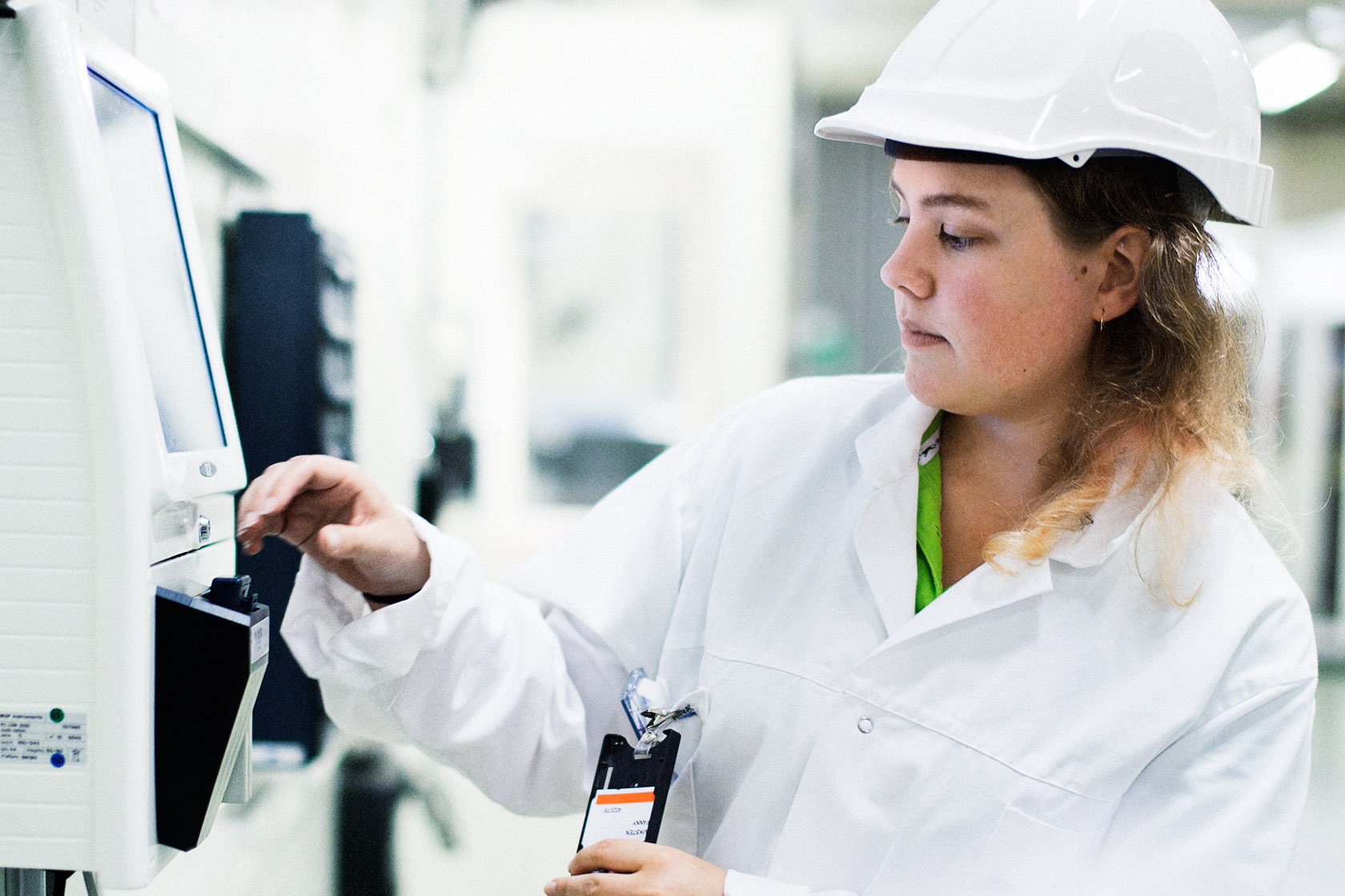 A female employee at a nuclear power station